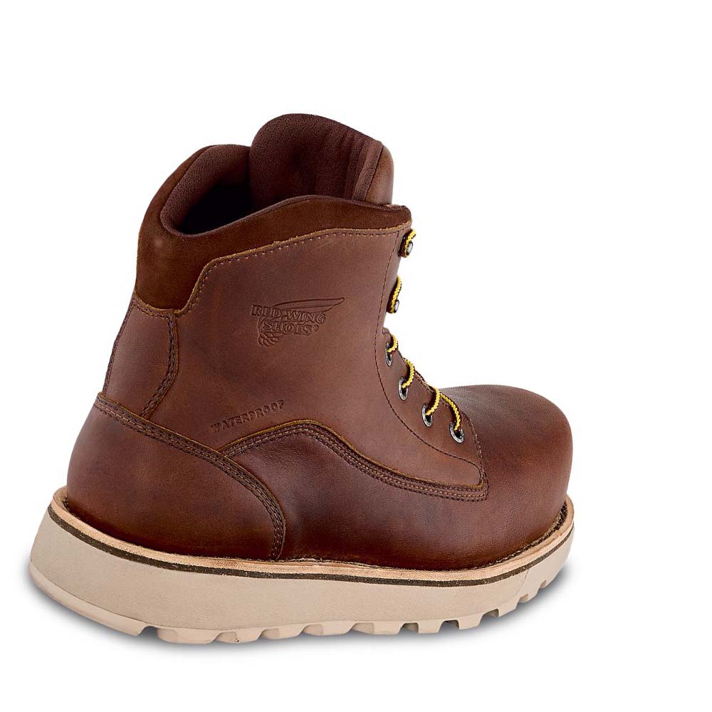 Red Wing Traction Tred Lite 6-inch Safety Toe Men's Waterproof Boots Brown | ZA 59YXF